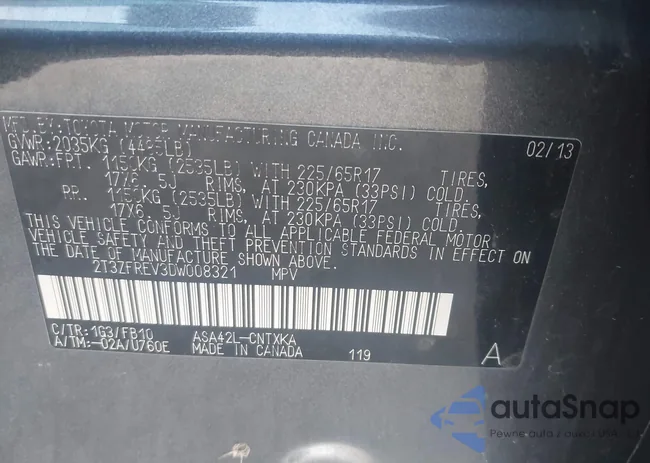 2T3ZFREV3DW008321: 43217989