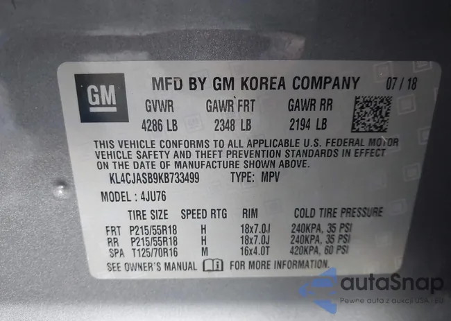 KL4CJASB9KB733499: 43218088