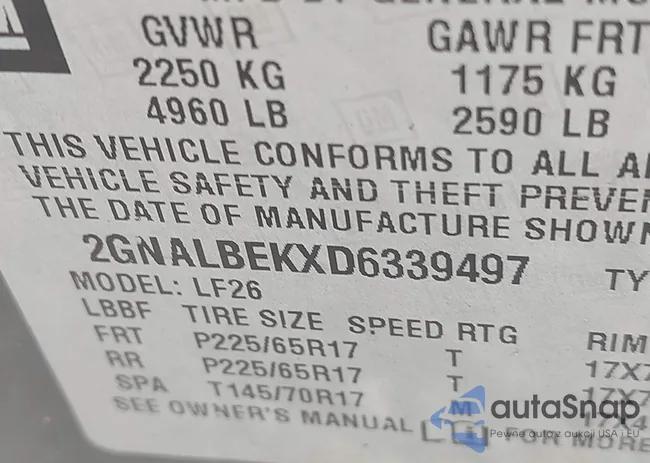 2GNALBEKXD6339497: 43218198