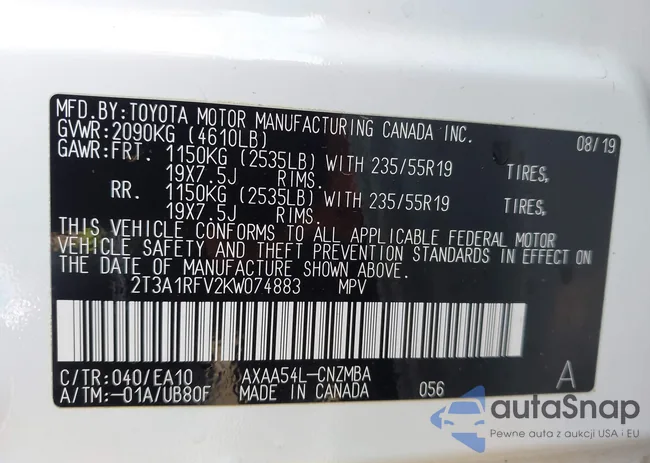 2T3A1RFV2KW074883: 43218229