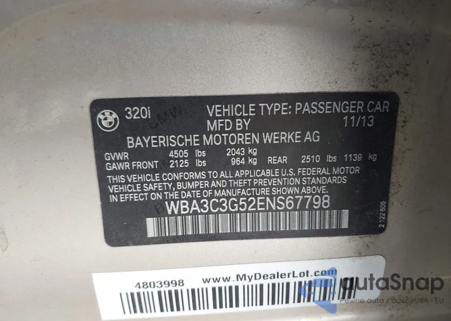 WBA3C3G52ENS67798: 43218330