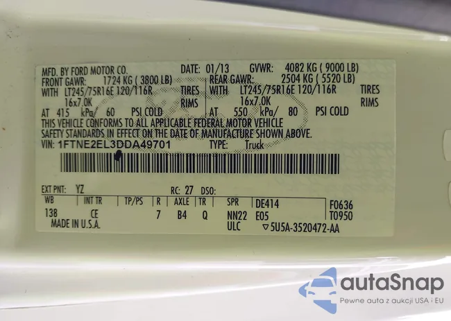 1FTNE2EL3DDA49701: 43218452