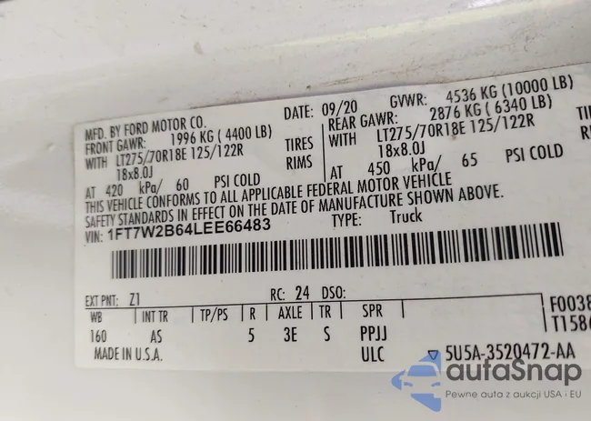 1FT7W2B64LEE66483: 43218457