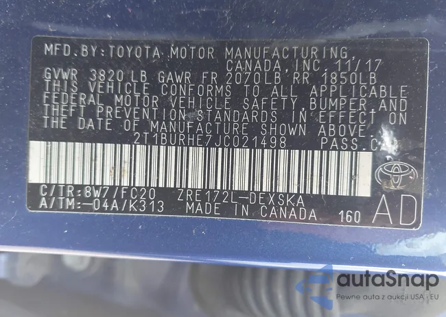 2T1BURHE7JC021498: 43218480