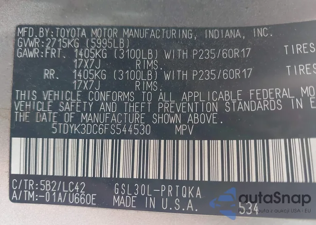 5TDYK3DC6FS544530: 43217508