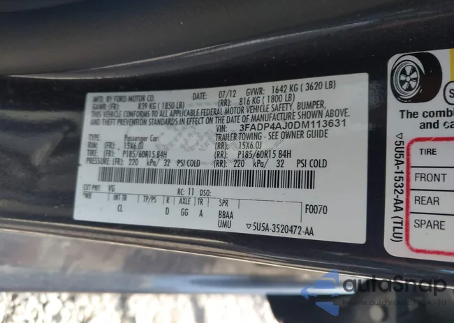 3FADP4AJ0DM113631: 43217691