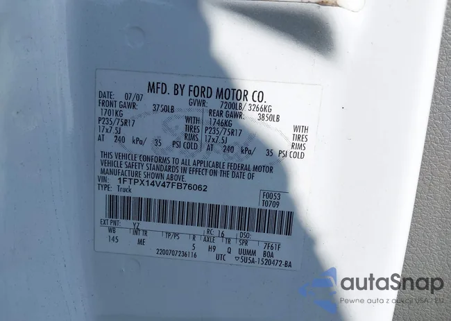 1FTPX14V47FB76062: 43217693