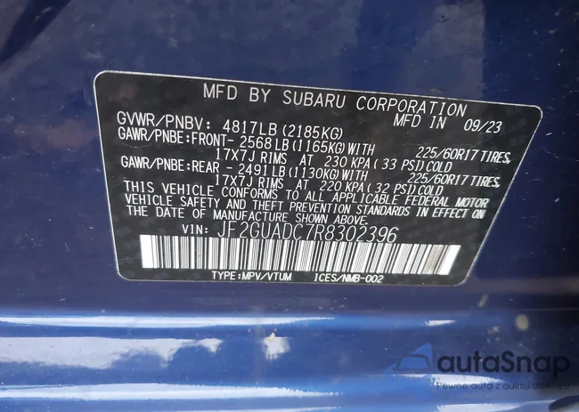 JF2GUADC7R8302396: 43219210