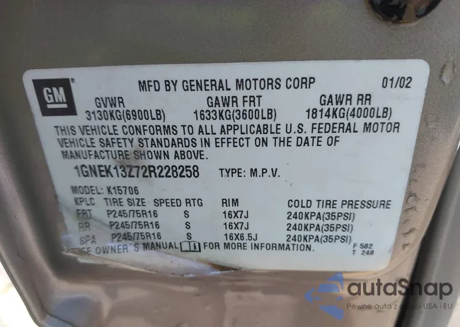 1GNEK13Z72R228258: 43218696