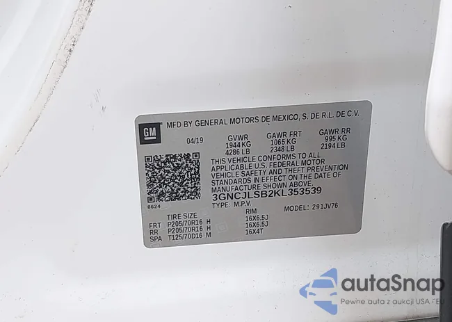 3GNCJLSB2KL353539: 43218780