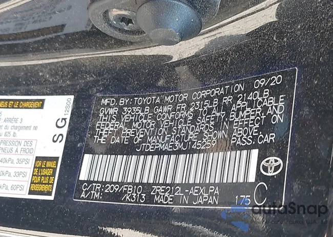 JTDEPMAE3MJ145259: 43218809