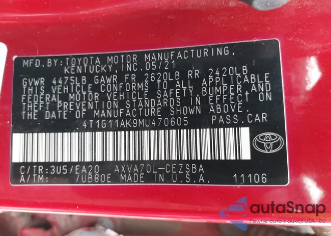 4T1G11AK9MU470605: 43219964