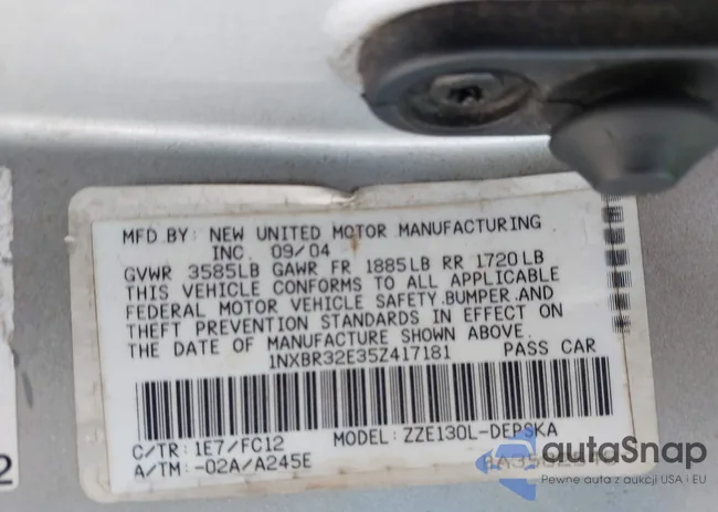 1NXBR32E35Z417181: 43220092