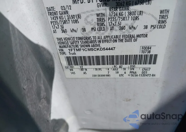 1FTMF1CM5CKD54447: 43220353