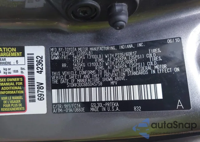 5TDKK3DC6BS045758: 43220487