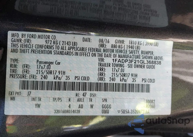 1FADP3F21GL368838: 43219575