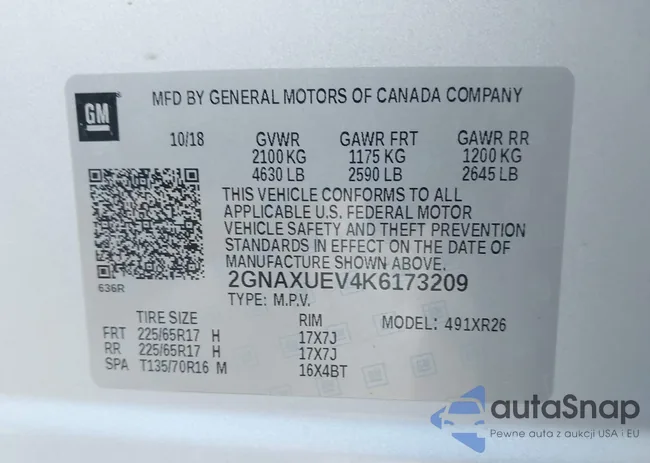 2GNAXUEV4K6173209: 43219604