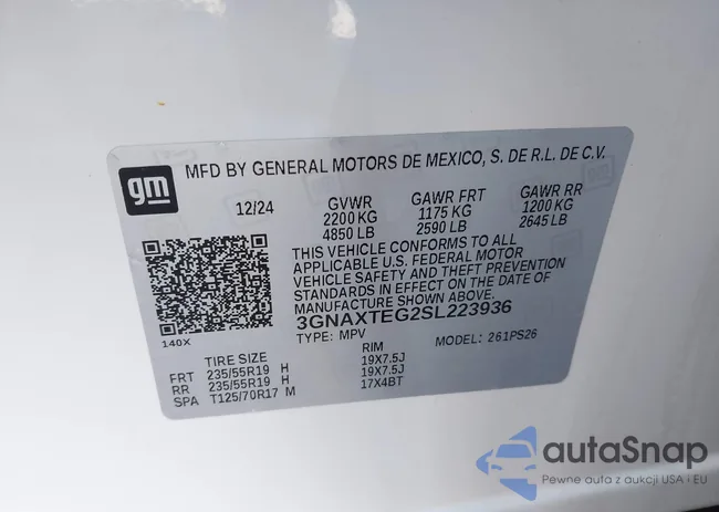 3GNAXTEG2SL223936: 43219610