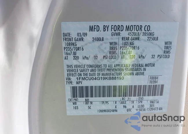 1FMCU04G19KB88193: 43219732