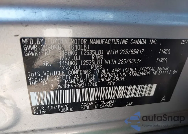 2T3W1RFV6RW341748: 43219753