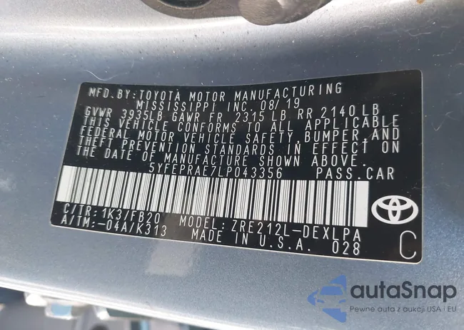 5YFEPRAE7LP043356: 43219789