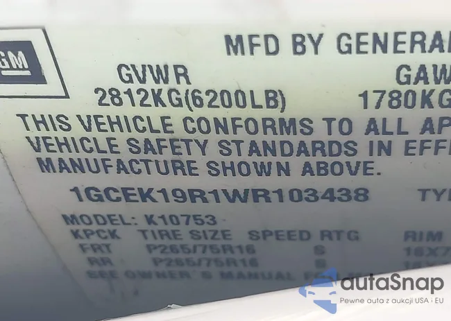 1GCEK19R1WR103438: 43219836