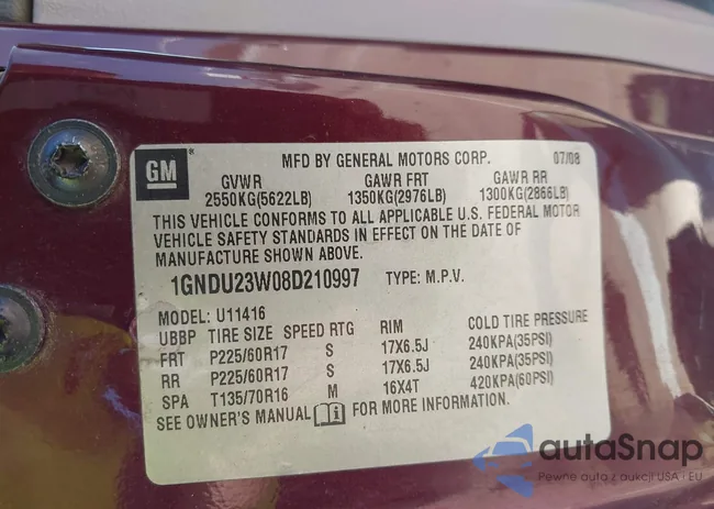 1GNDU23W08D210997: 43219903