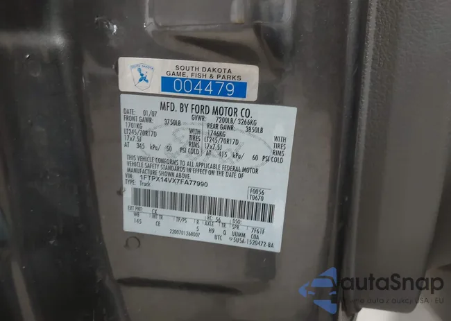 1FTPX14VX7FA77990: 43221138