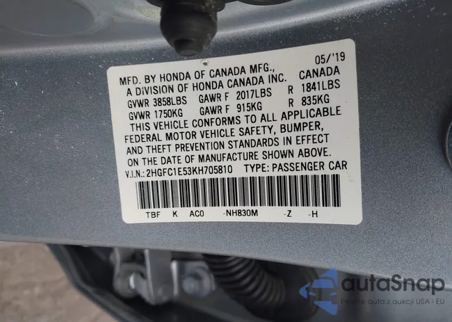 2HGFC1E53KH705810: 43221197