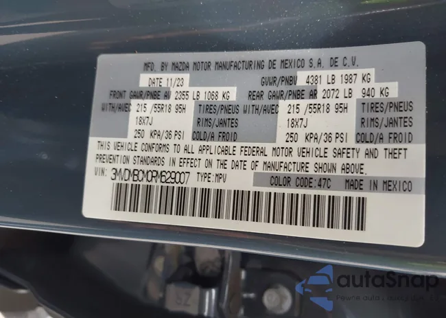 3MVDMBCM0RM629007: 43221200