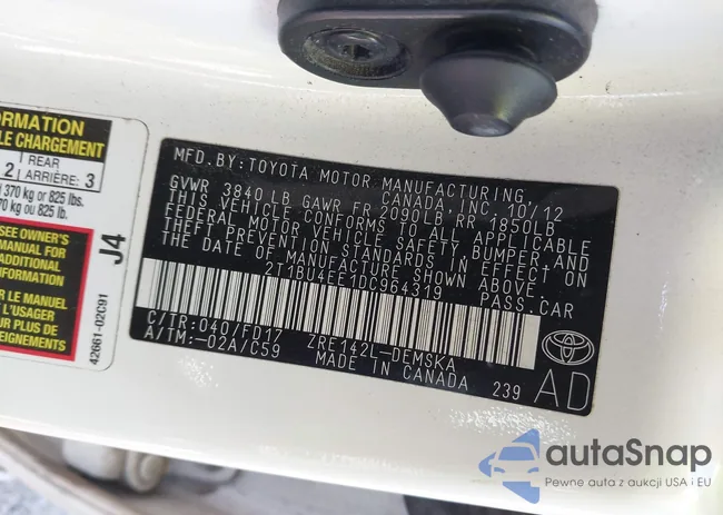 2T1BU4EE1DC964319: 43221276