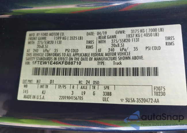 1FTEW1E46KFB88710: 43221312