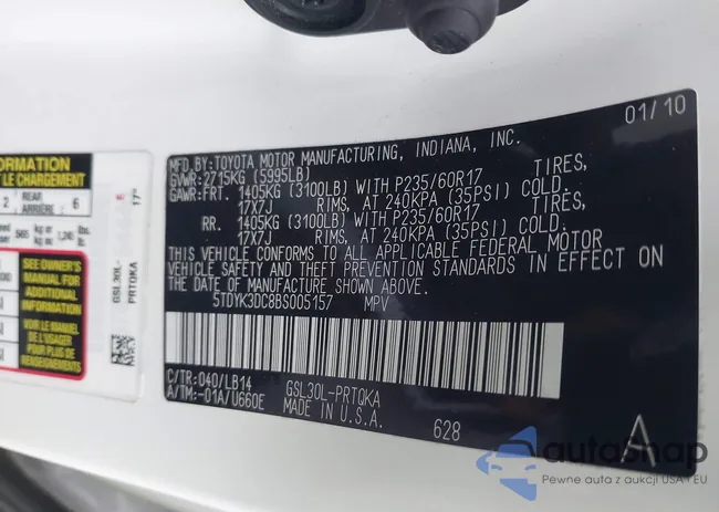 5TDYK3DC8BS005157: 43221318