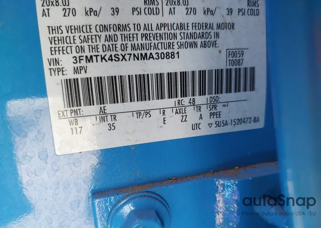 3FMTK4SX7NMA30881: 43221327