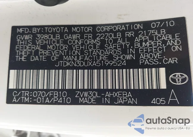 JTDKN3DUXA5199524: 43221429