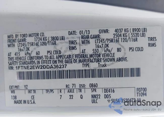 1FTNE2EW2DDA36237: 43221458