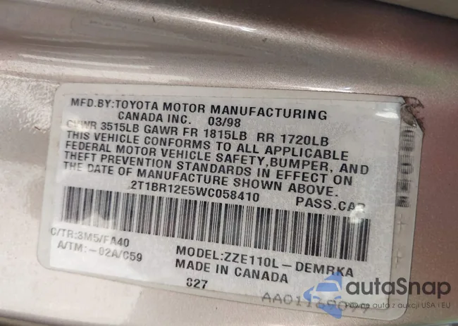 2T1BR12E5WC058410: 43220537