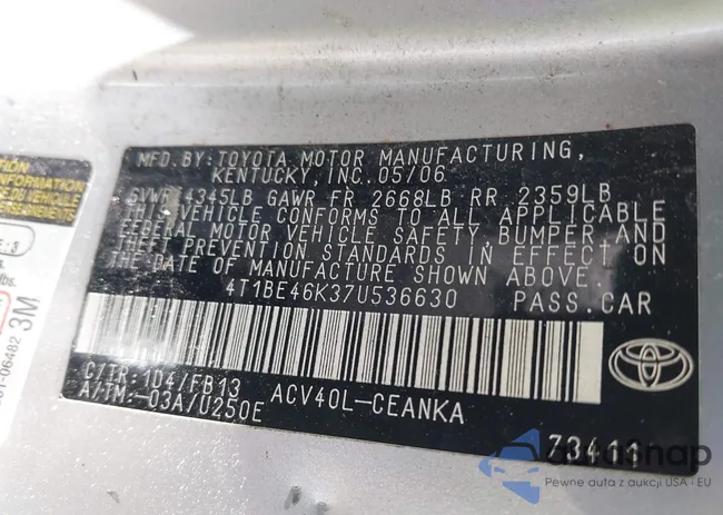 4T1BE46K37U536630: 43220726