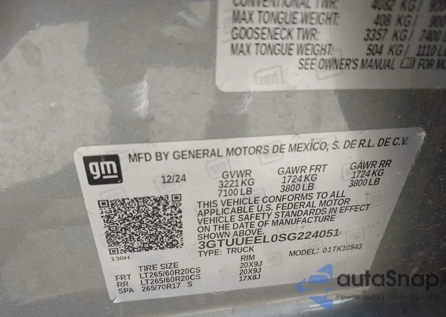 3GTUUEEL0SG224051: 43220797