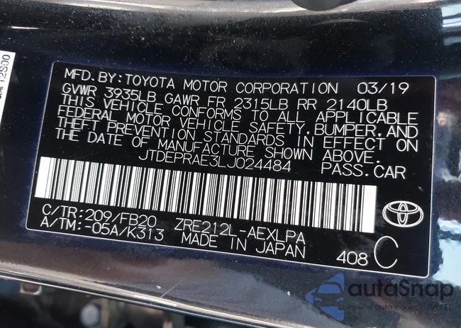 JTDEPRAE3LJ024484: 43220806