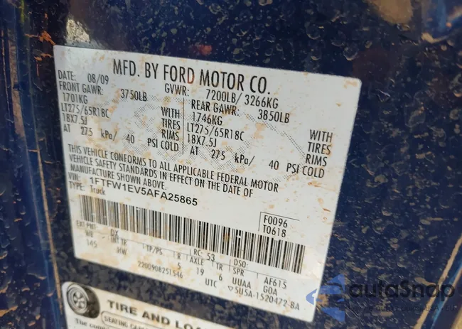 1FTFW1EV5AFA25865: 43220818