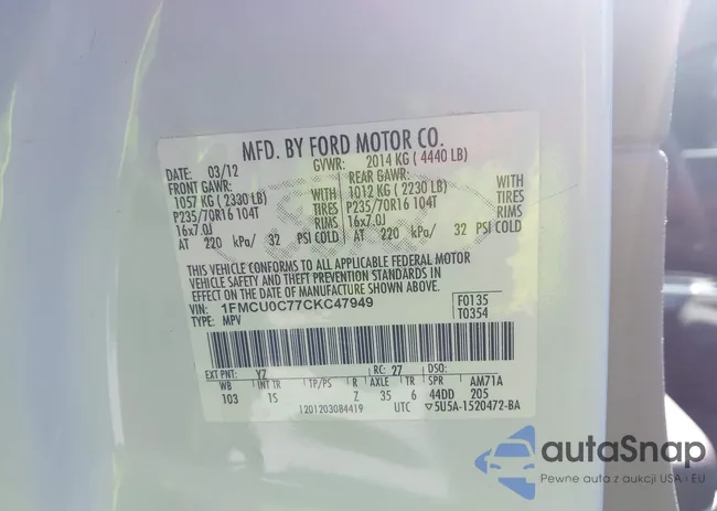 1FMCU0C77CKC47949: 43220856