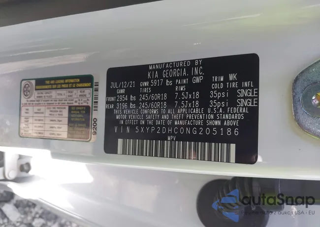 5XYP2DHC0NG205186: 43221894