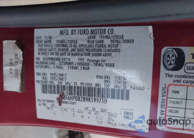 3FAHP08Z89R199710: 43221908