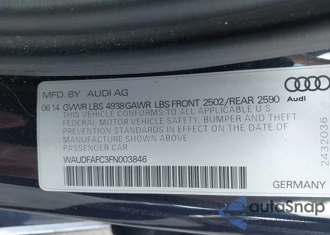 WAUDFAFC3FN003846: 43221912