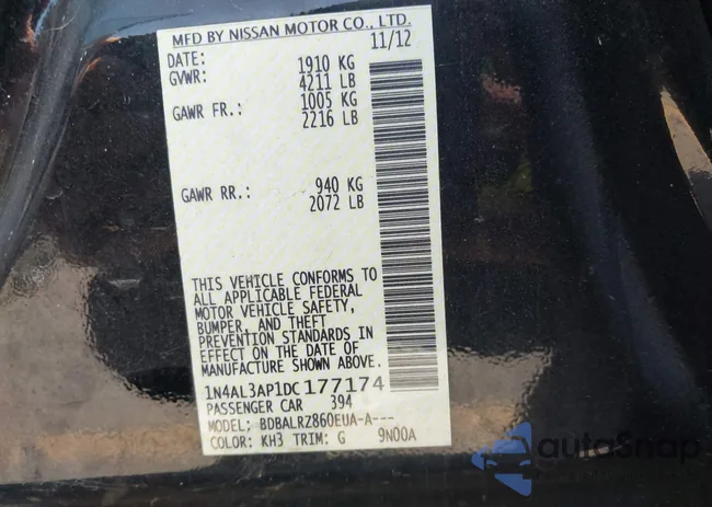 1N4AL3AP1DC177174: 43221933