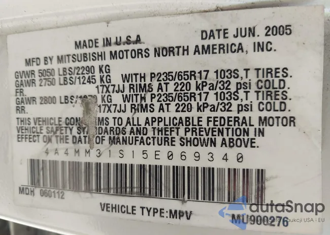 4A4MM31S15E069340: 43221953