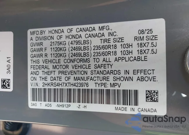 2HKRS4H7XTH423976: 43222075