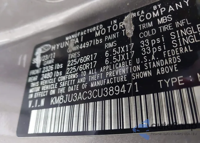 KM8JU3AC3CU389471: 43222089