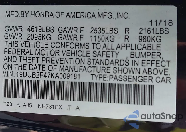 19UUB2F47KA009181: 43222096